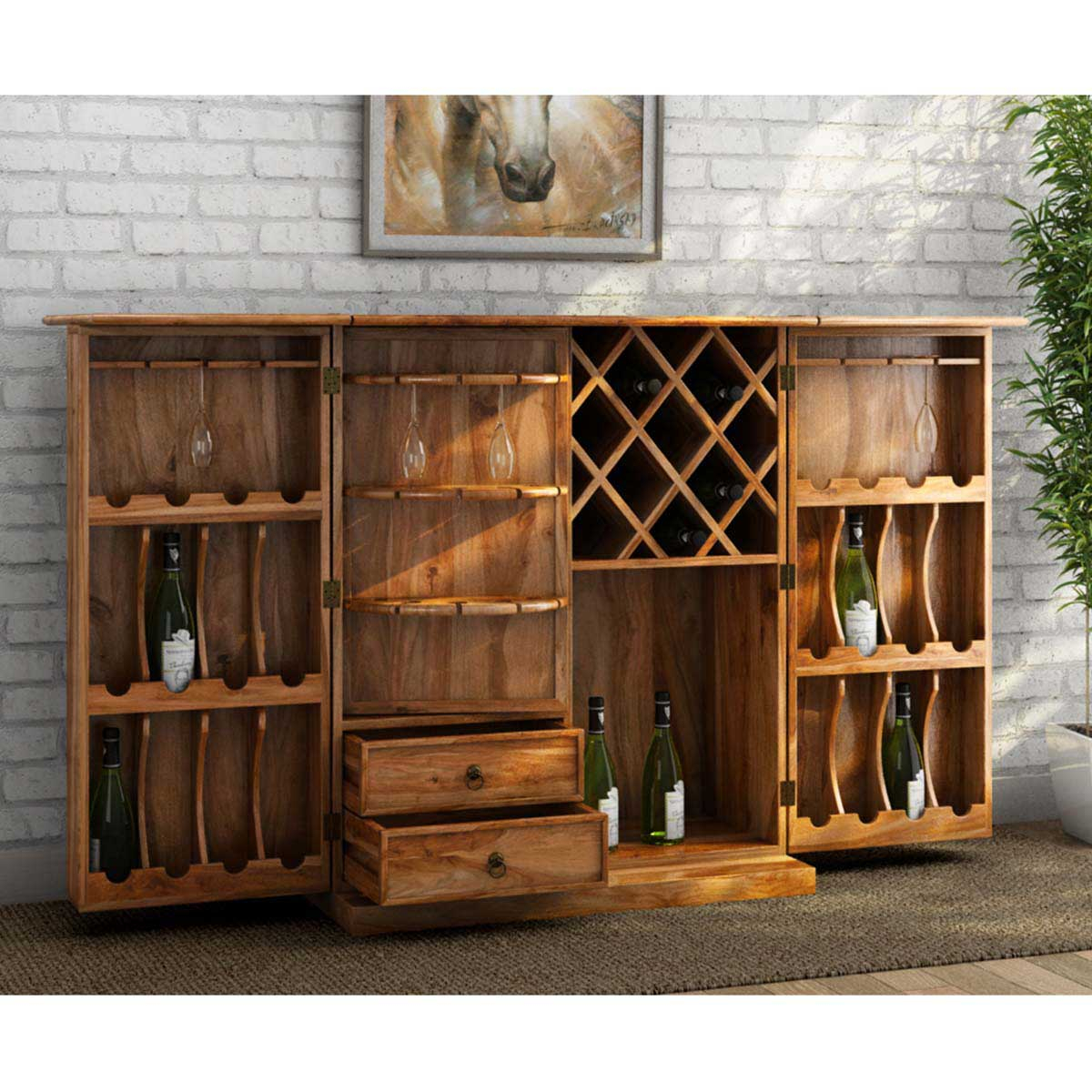 Raleigh Natural Solid Rosewood Traditional Hideaway Wine Bar Cabinet in size 1200 X 1200