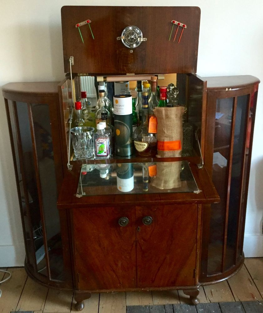 Rare Mirrored Cocktail Bar Drinks Cabinet Antique 1930 Art with size 840 X 1000