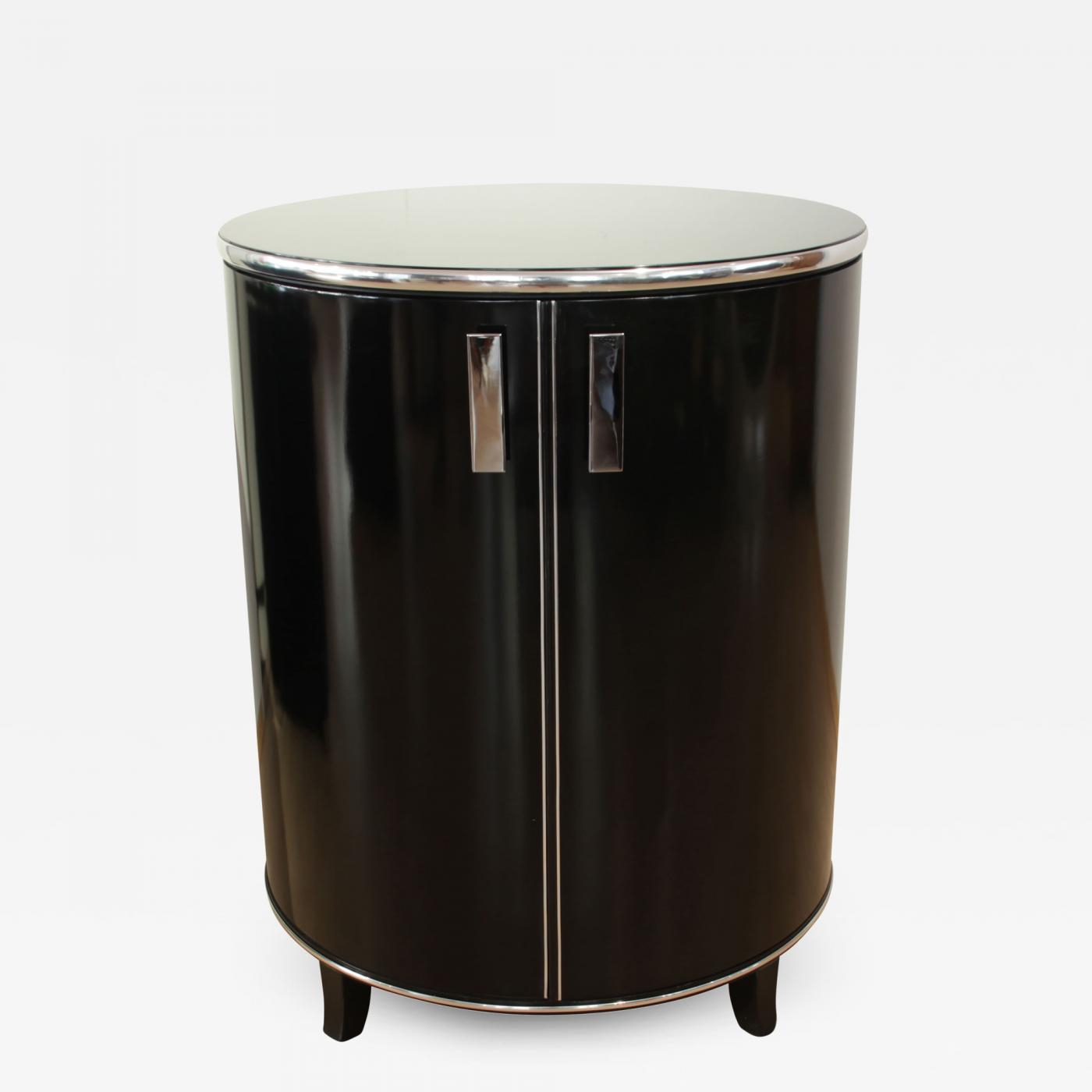 Round Art Deco Bar Cabinet Black Polished England Circa 1940 intended for sizing 1400 X 1400