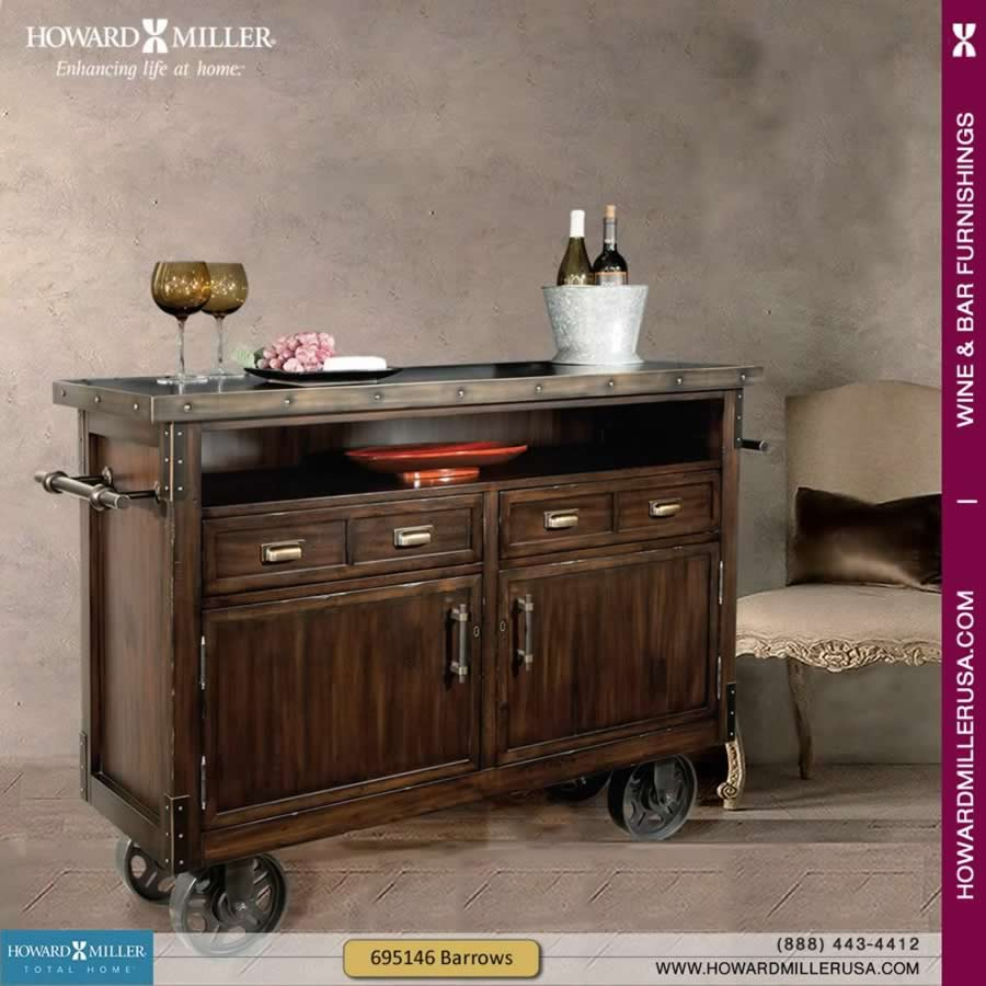 Rustic Industrial Roller Cart Console Wine Bar Cabinet 695146 Howard Miller in measurements 900 X 900