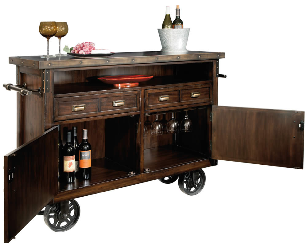 Rustic Industrial Roller Cart Console Wine Bar Cabinet 695146 Howard Miller in sizing 1000 X 804