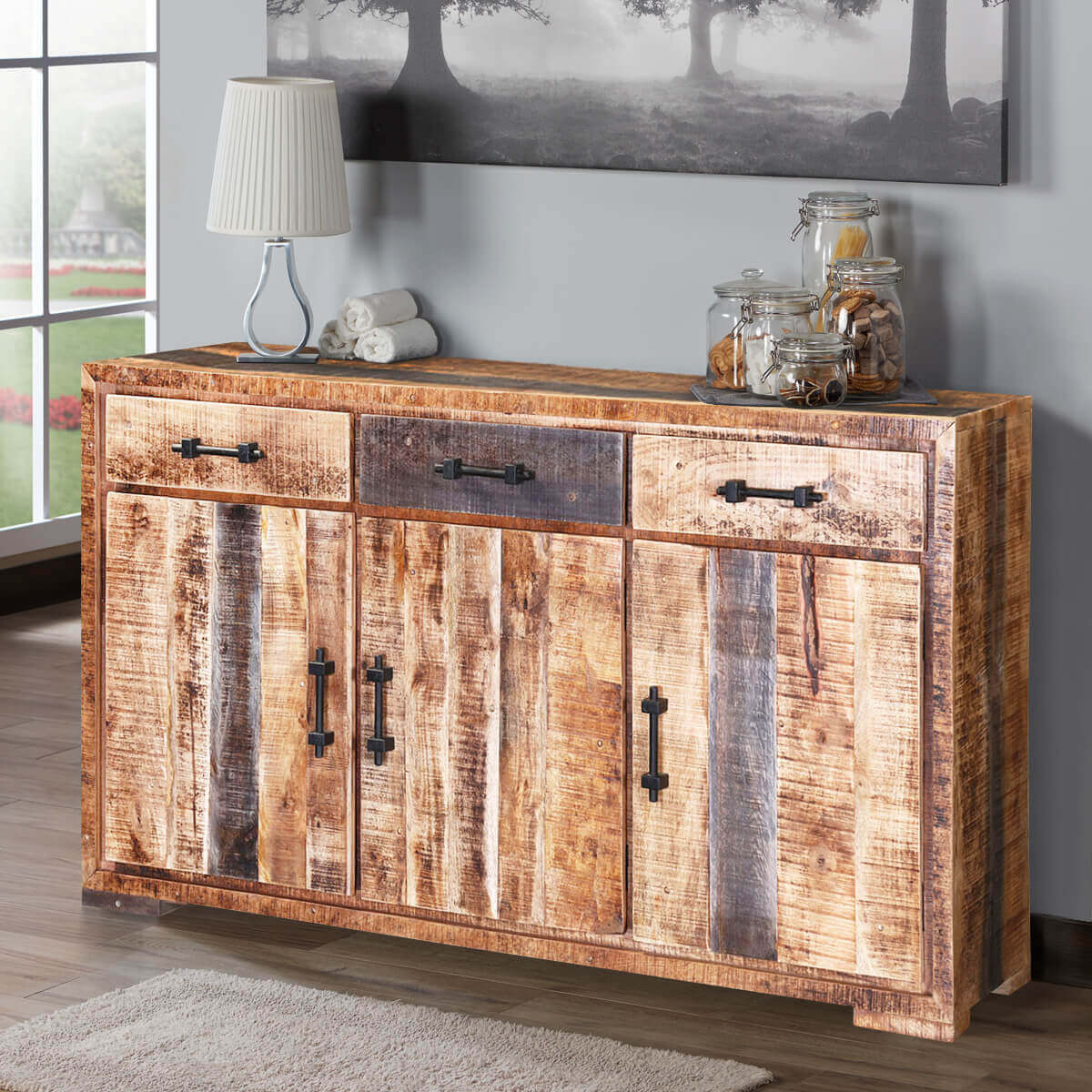 Shenandoah Solid Wood 3 Drawer Rustic Buffet for measurements 1200 X 1200