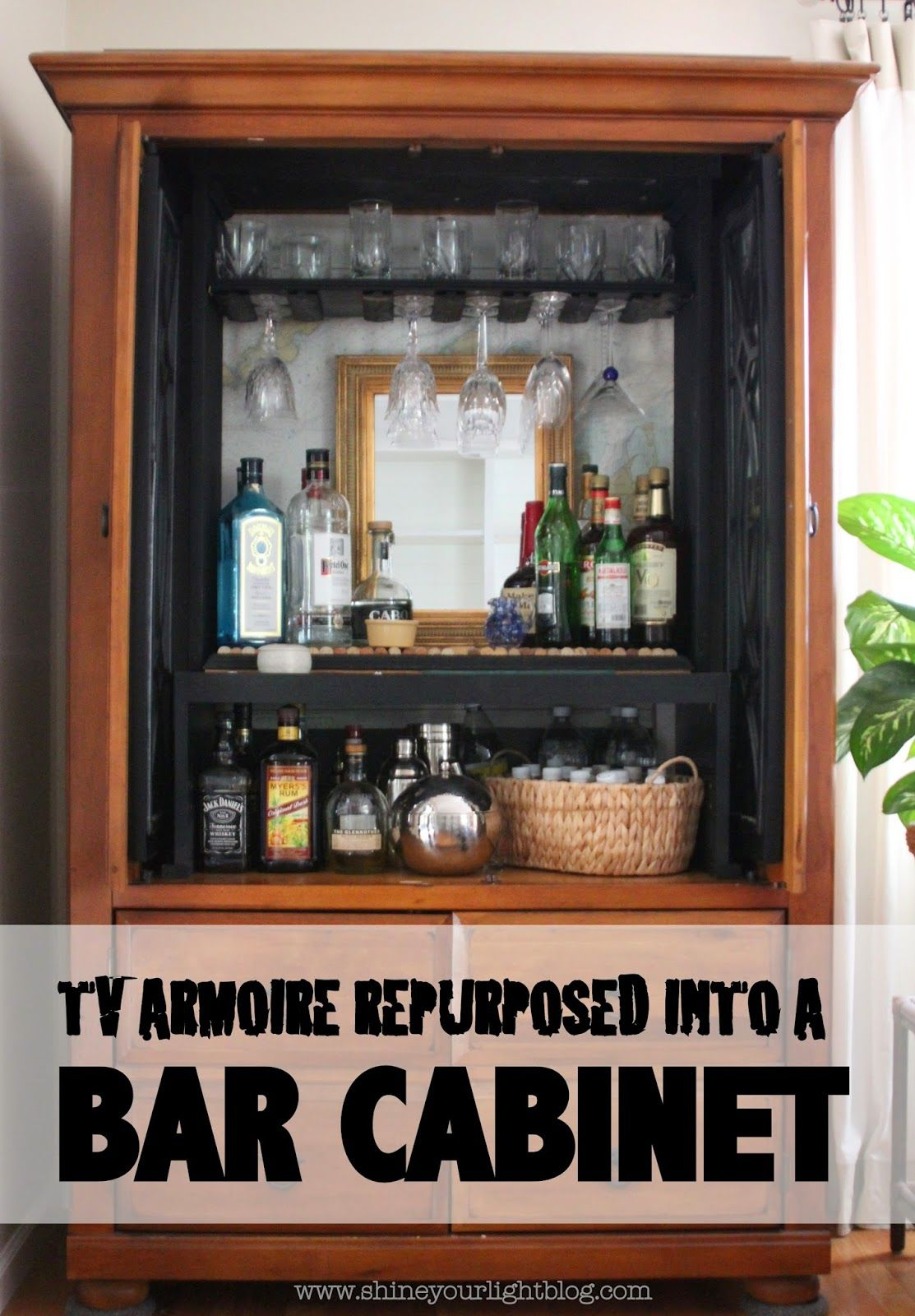Shine Your Light Tv Armoire Turned Bar Cabinet Great Idea inside measurements 1113 X 1600