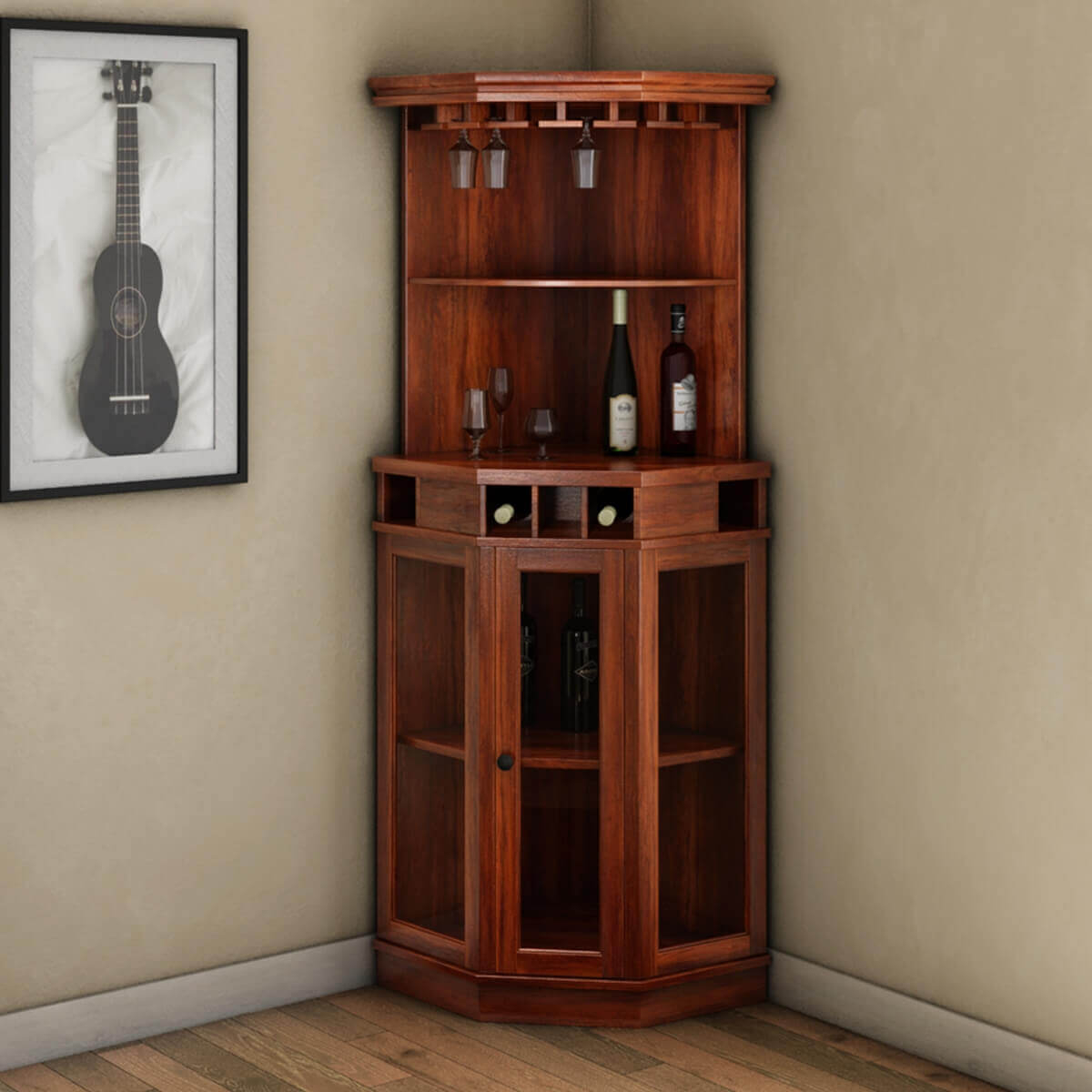 Solid Wood Corner Liquor Cabinet With Glass Doors throughout size 1200 X 1200