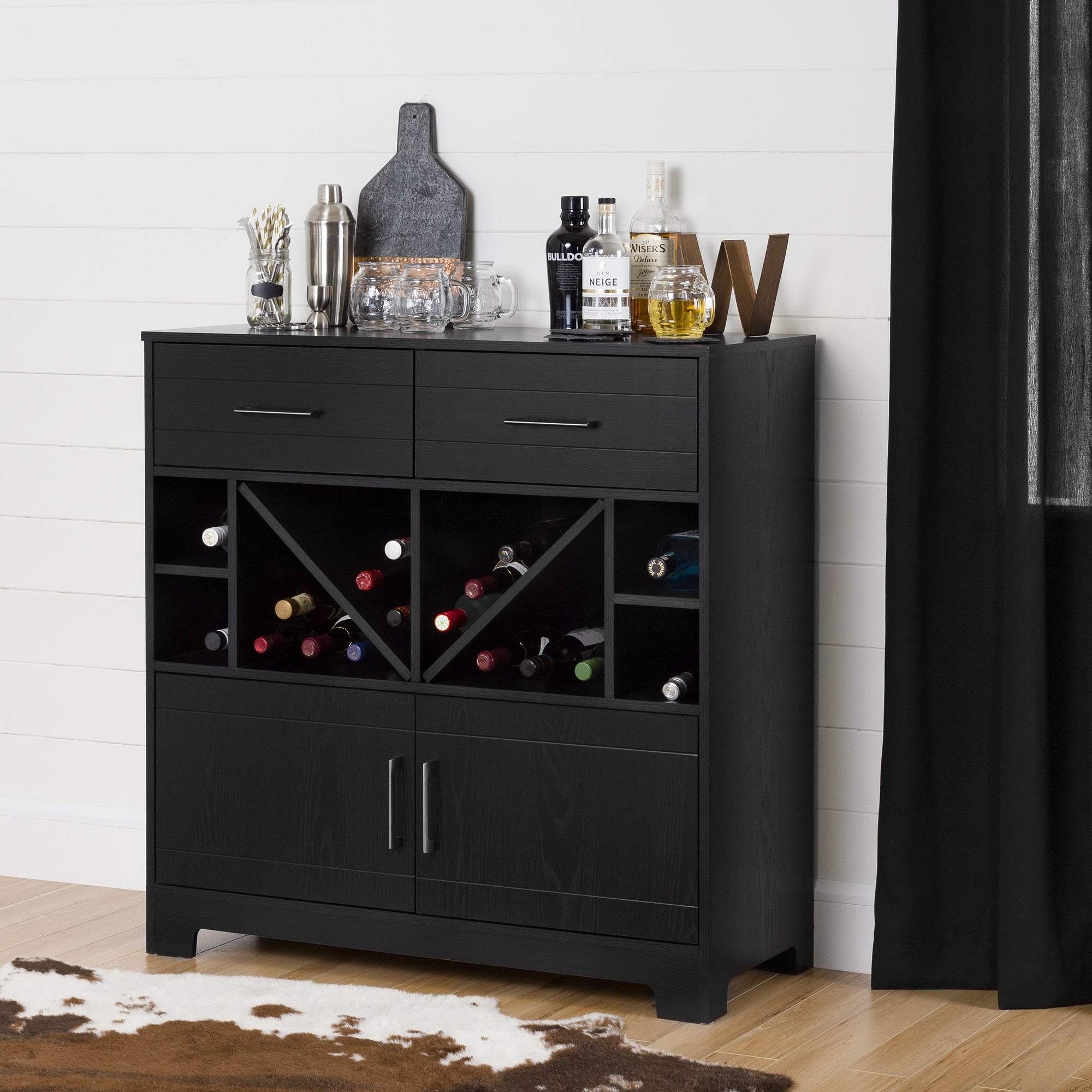 South Shore Vietti Bar Cabinet With Bottle Storage And Drawers for size 2000 X 2000