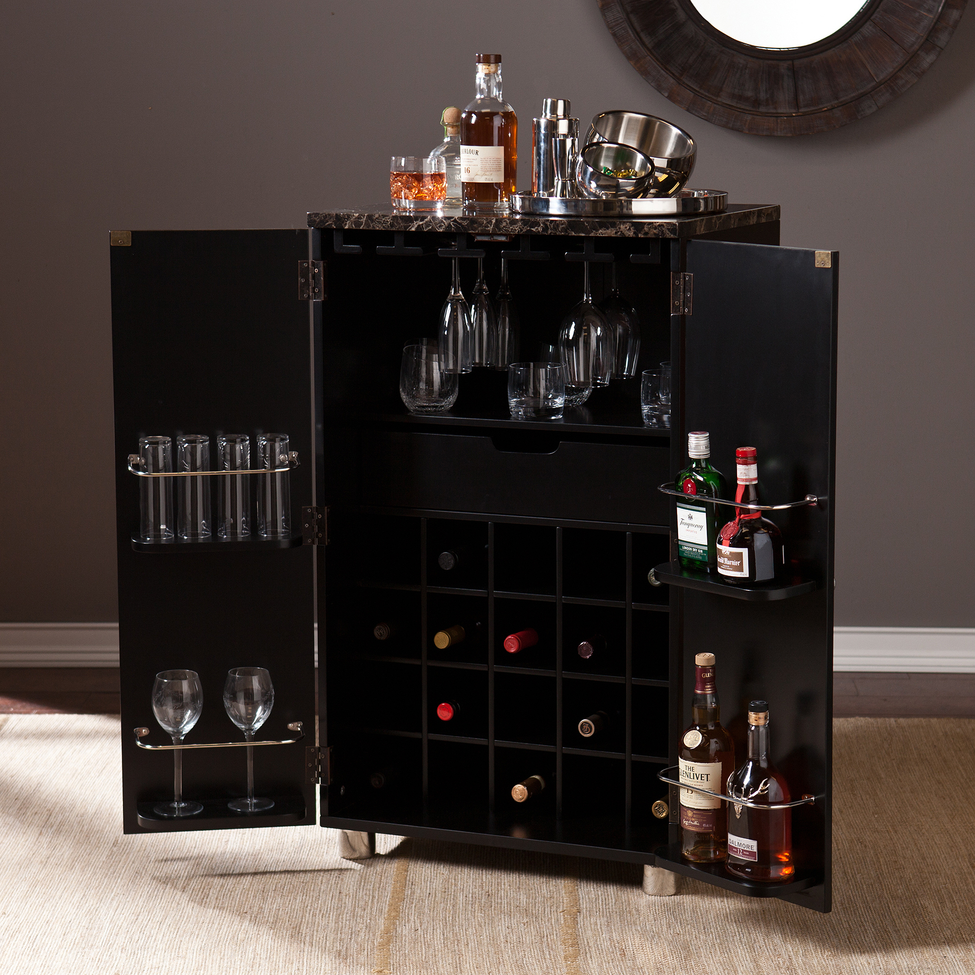 Southern Enterprises Redding Home Bar Cabinet In Blackened Espresso within sizing 2000 X 2000