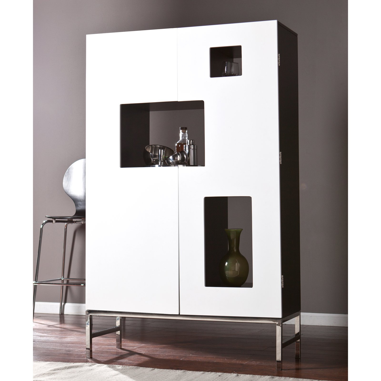 Southern Enterprises Shadowbox Winebar Cabinet in size 1600 X 1600