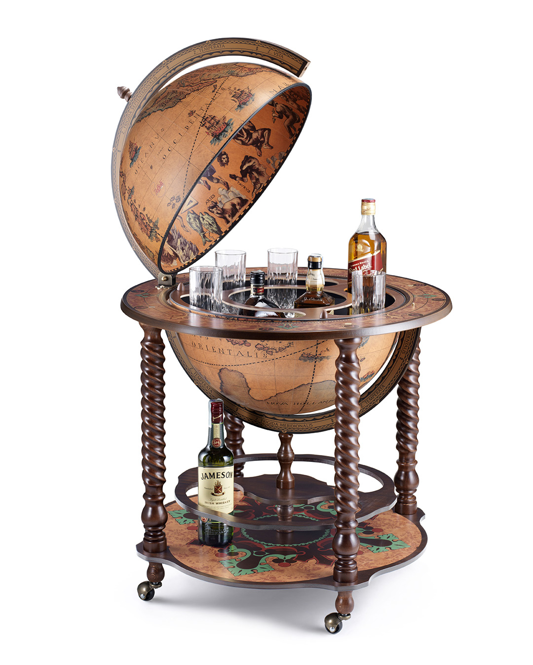 Spiral Leg Bar Globe With Large Drinks Cabinet Bacco for dimensions 1080 X 1346