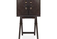 Theon Small Two Door Drinks Cabinet Genuine Leather Grey for measurements 1000 X 1000