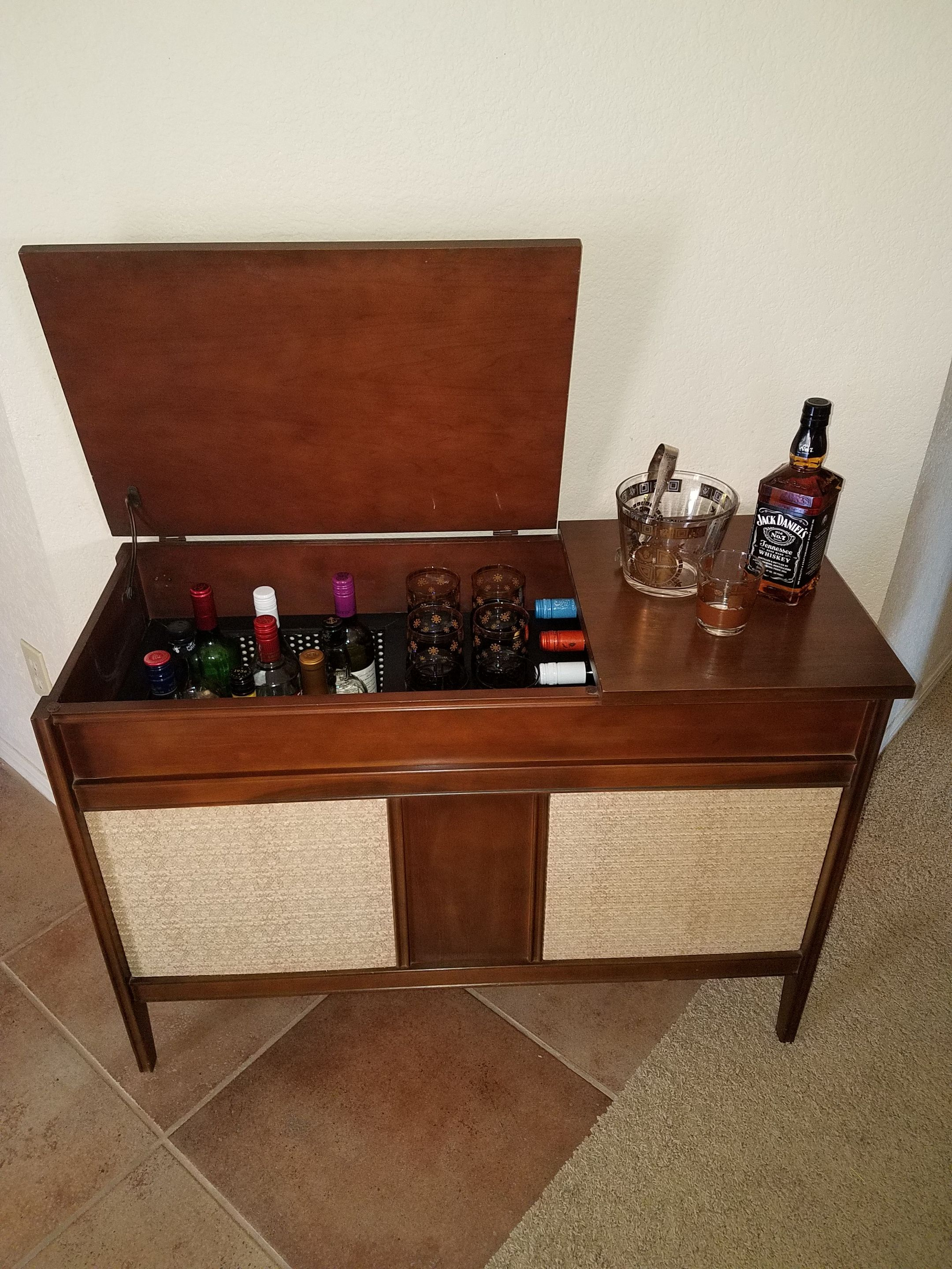 This Mid Century Bar Was Repurposed From A Vintage Ge Record inside size 2160 X 2880