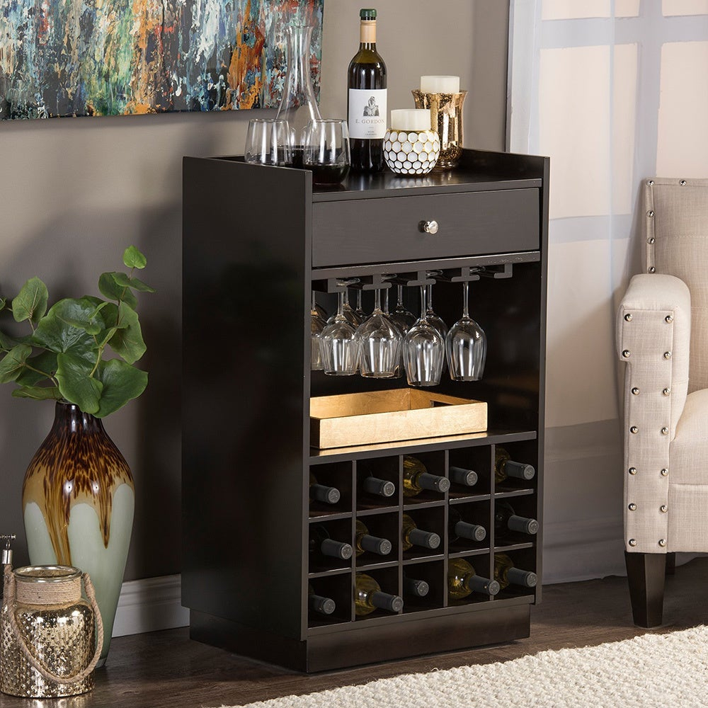 Traditional Dark Brown Wood Wine Cabinet Baxton Studio with regard to measurements 1000 X 1000