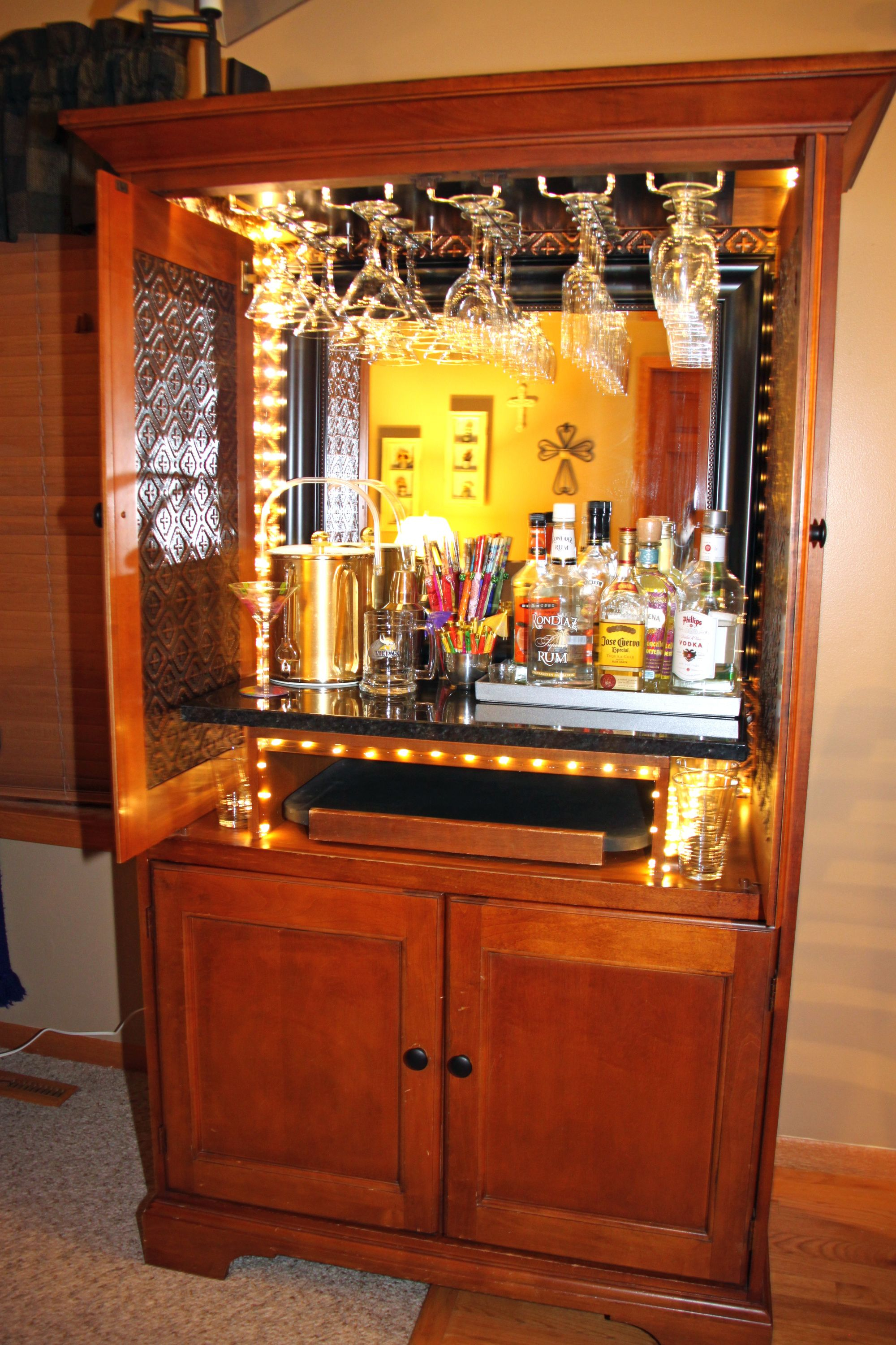 Tv Cabinet Converted To Dry Bar Armoir Armoire Bar Bars pertaining to proportions 2000 X 3000