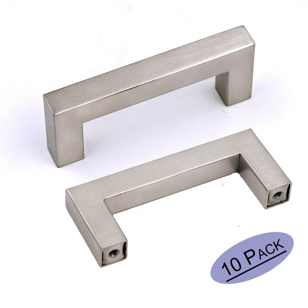 Us 2418 Brushed Nickel Hardware Drawer Pulls Lsj12bss76 Hole Centers 3 Inch Square Bar Kitchen Cabinet Door Handles Stainless 10pack In Cabinet intended for proportions 1000 X 1000