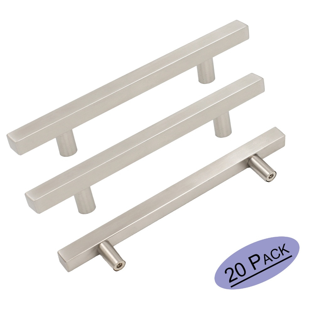 Us 3374 Brushed Nickel Kitchen Cabinet Handles Square T Bar Stainless Steel Furniture Drawer Pulls Knobs Modern Cabinet Hardware 20 Pack In Cabinet within proportions 1000 X 1000