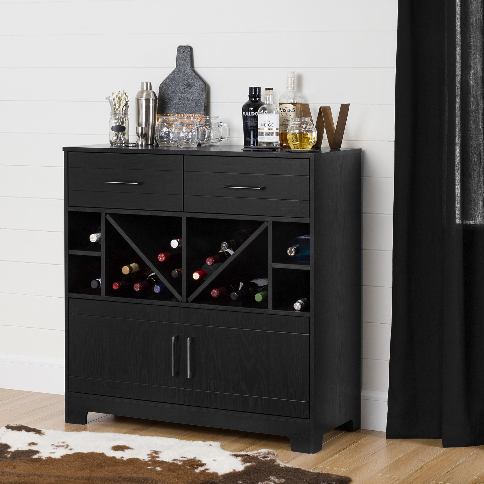 Vietti Bar Cabinet With Bottle Storage And Drawers Multiple Finishes inside size 1600 X 1600