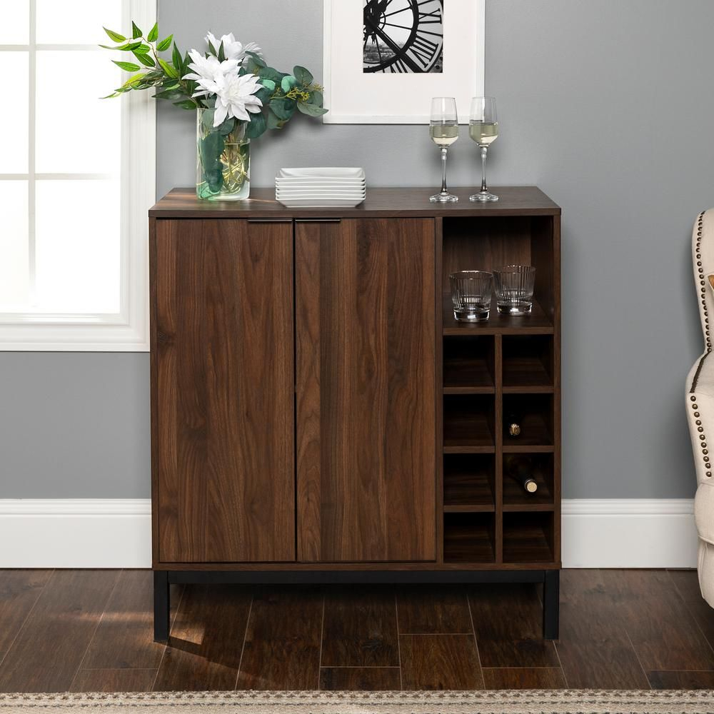 Walker Edison Furniture Company Dark Walnut Bar Cabinet With inside sizing 1000 X 1000