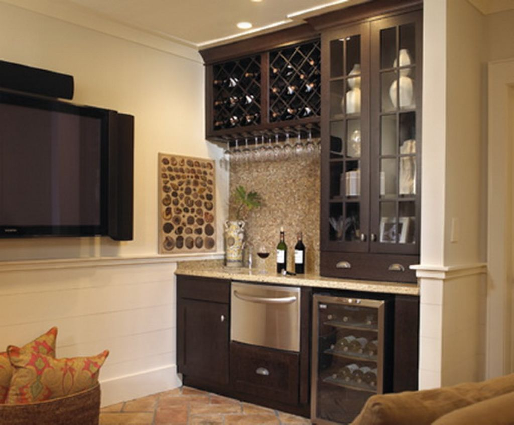 Wet Bar Design With Dark Wood Cabinetry And A Light with size 1024 X 848