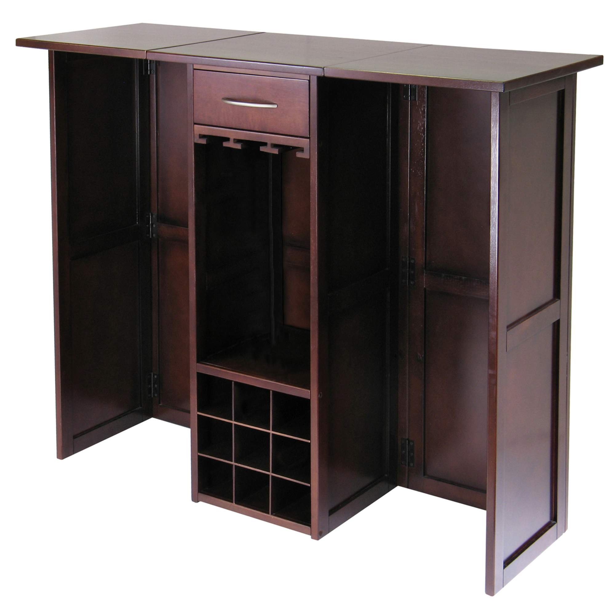 Winsome Wood Newport Expandable Entertainment Wine Bar Walnut in dimensions 2000 X 2000