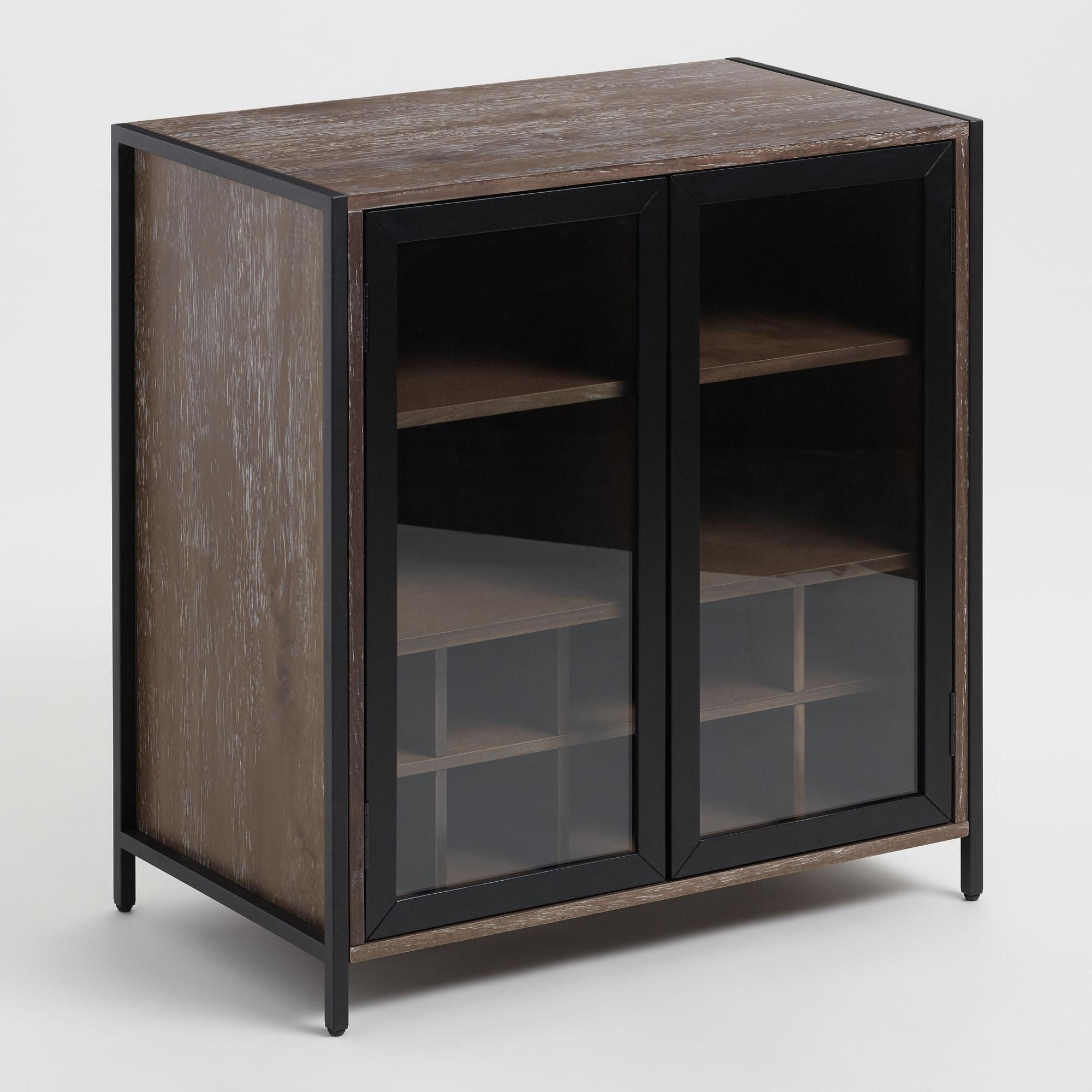 Wood And Metal Modular Isaiah Bar Cabinet World Market In within dimensions 2000 X 2000
