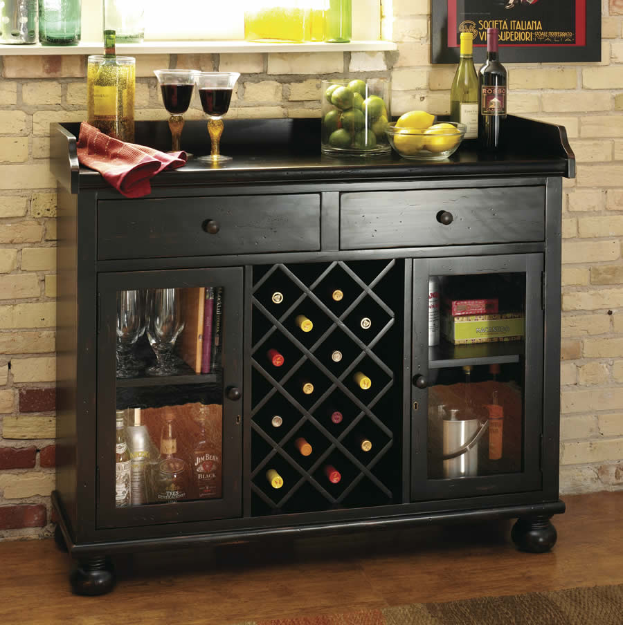Worn Black Serving Wine Bottles Storage Bar Cabinet 695002 Howard Miller intended for sizing 900 X 904