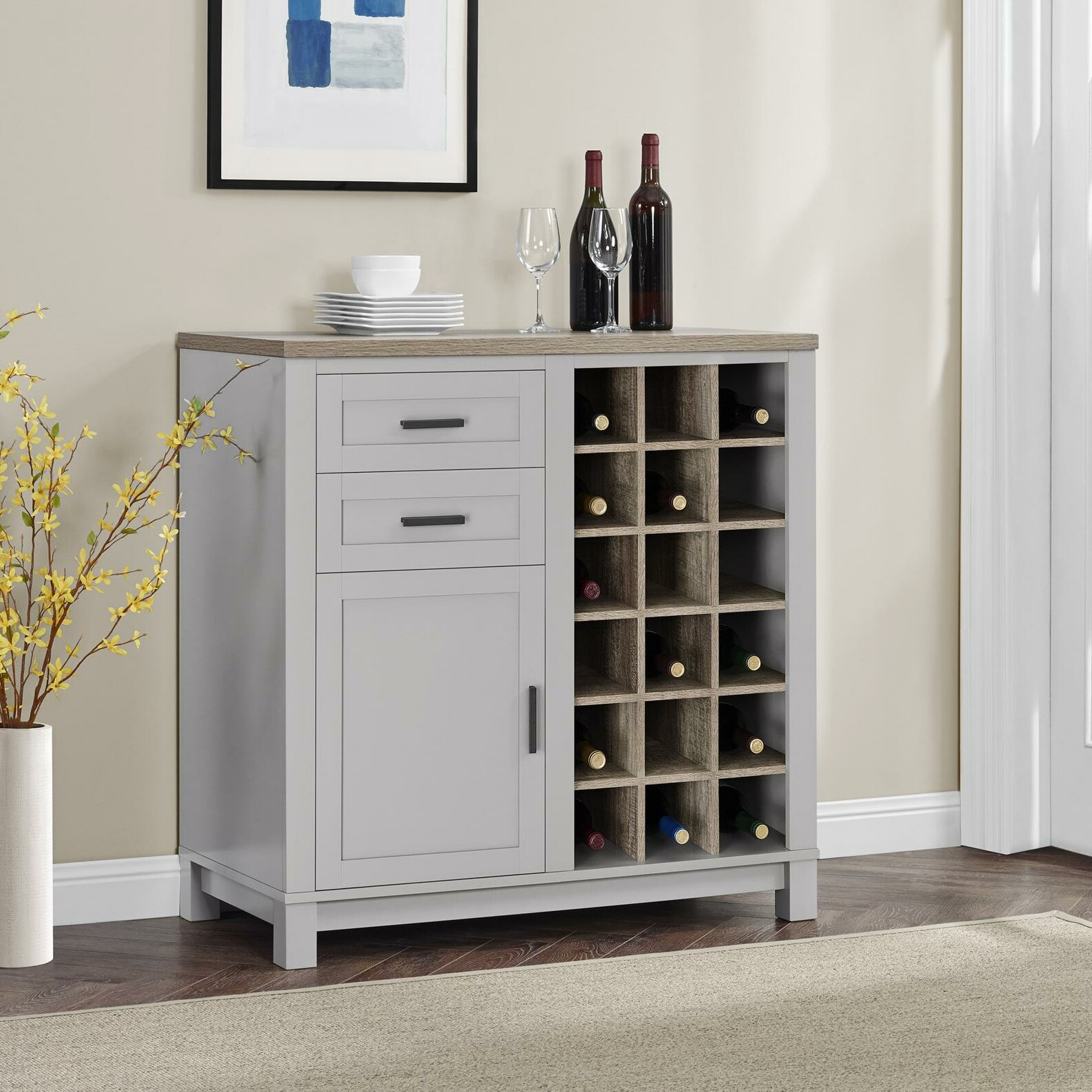 Zahara Bar Cabinet With Wine Storage for dimensions 1587 X 1587