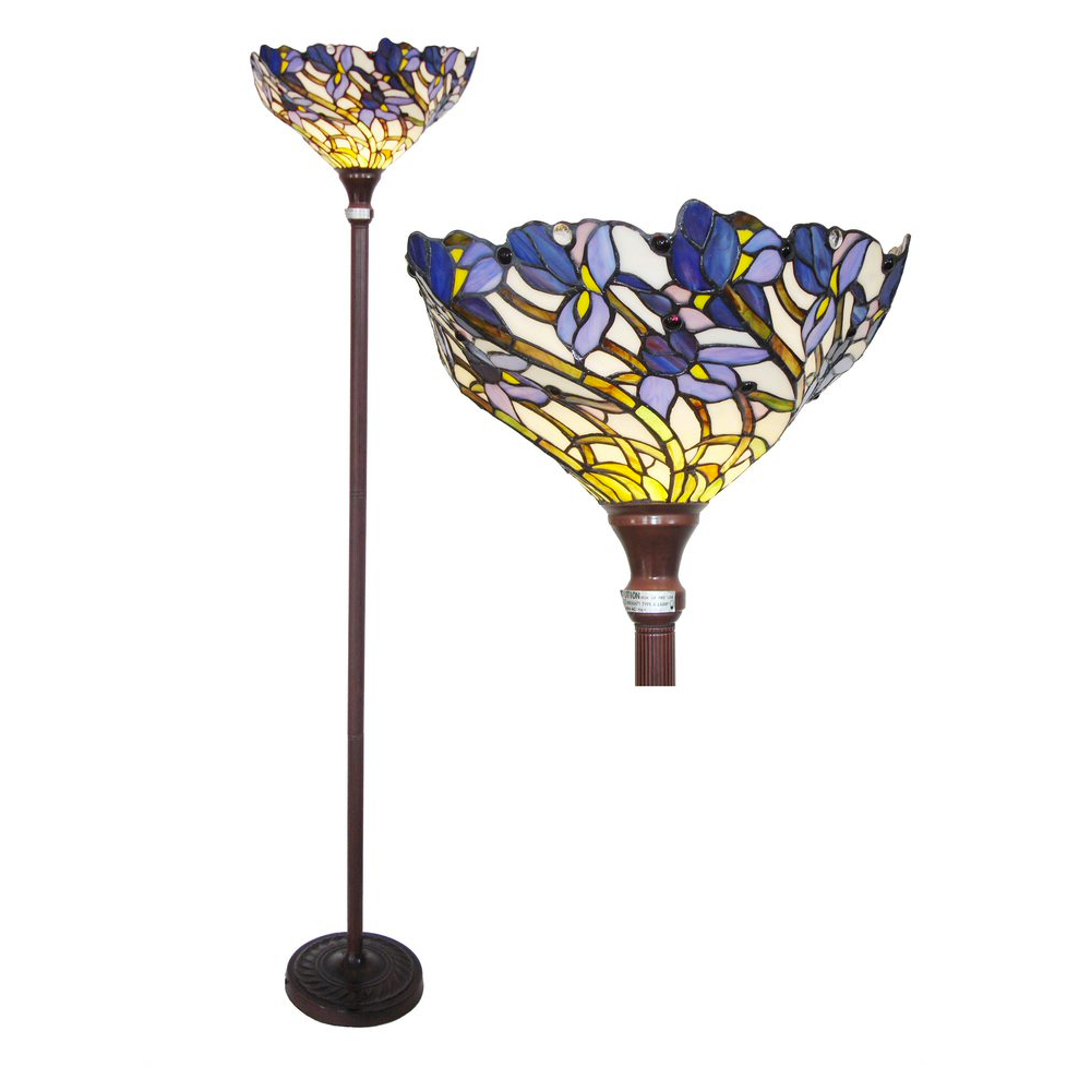 1 Light Tiffany Style Iris Torchiere Floor Lamp 17 Shade Chloe Lighting for sizing 978 X 978