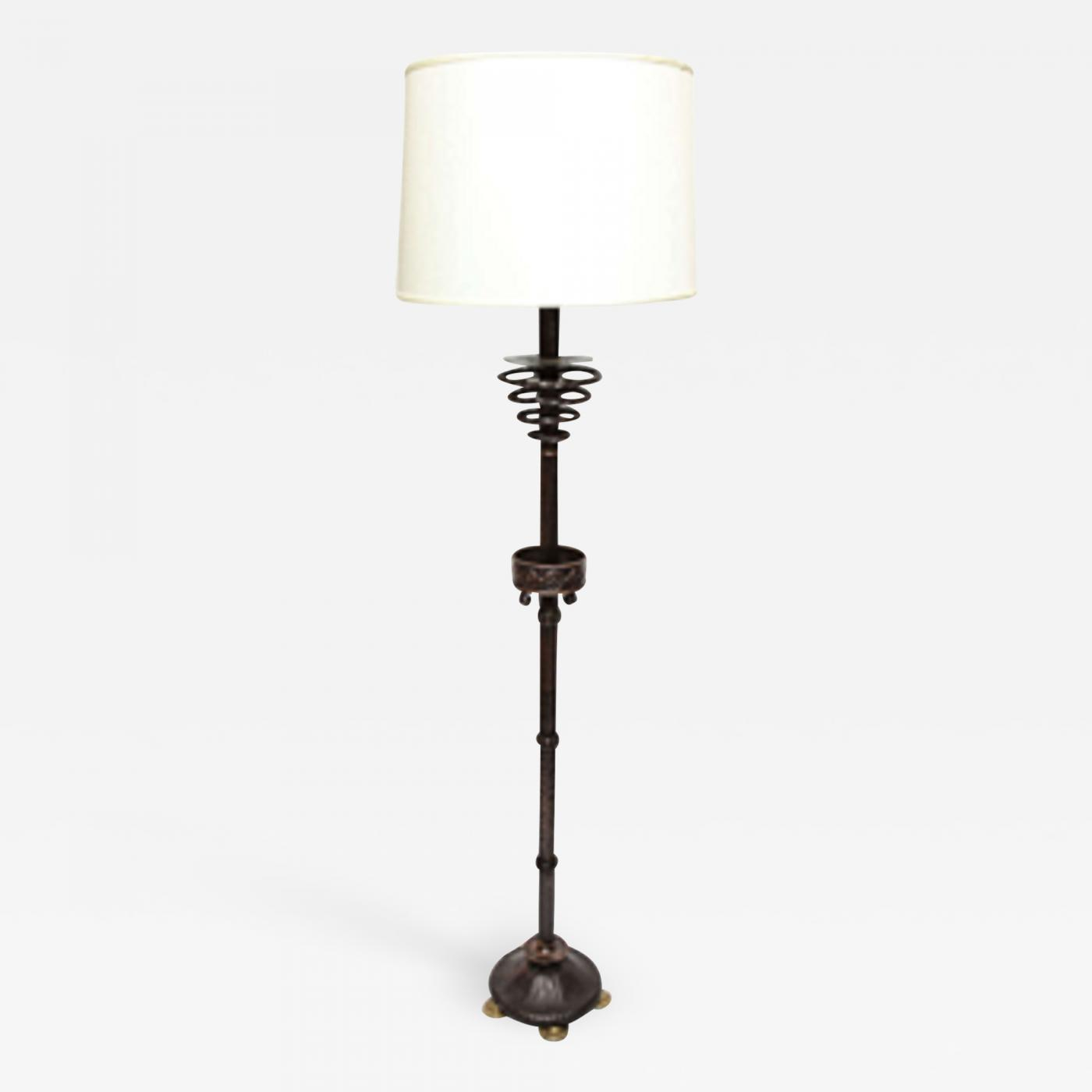 1920s Art Deco Patinated Bronze Floor Lamp for measurements 1400 X 1400
