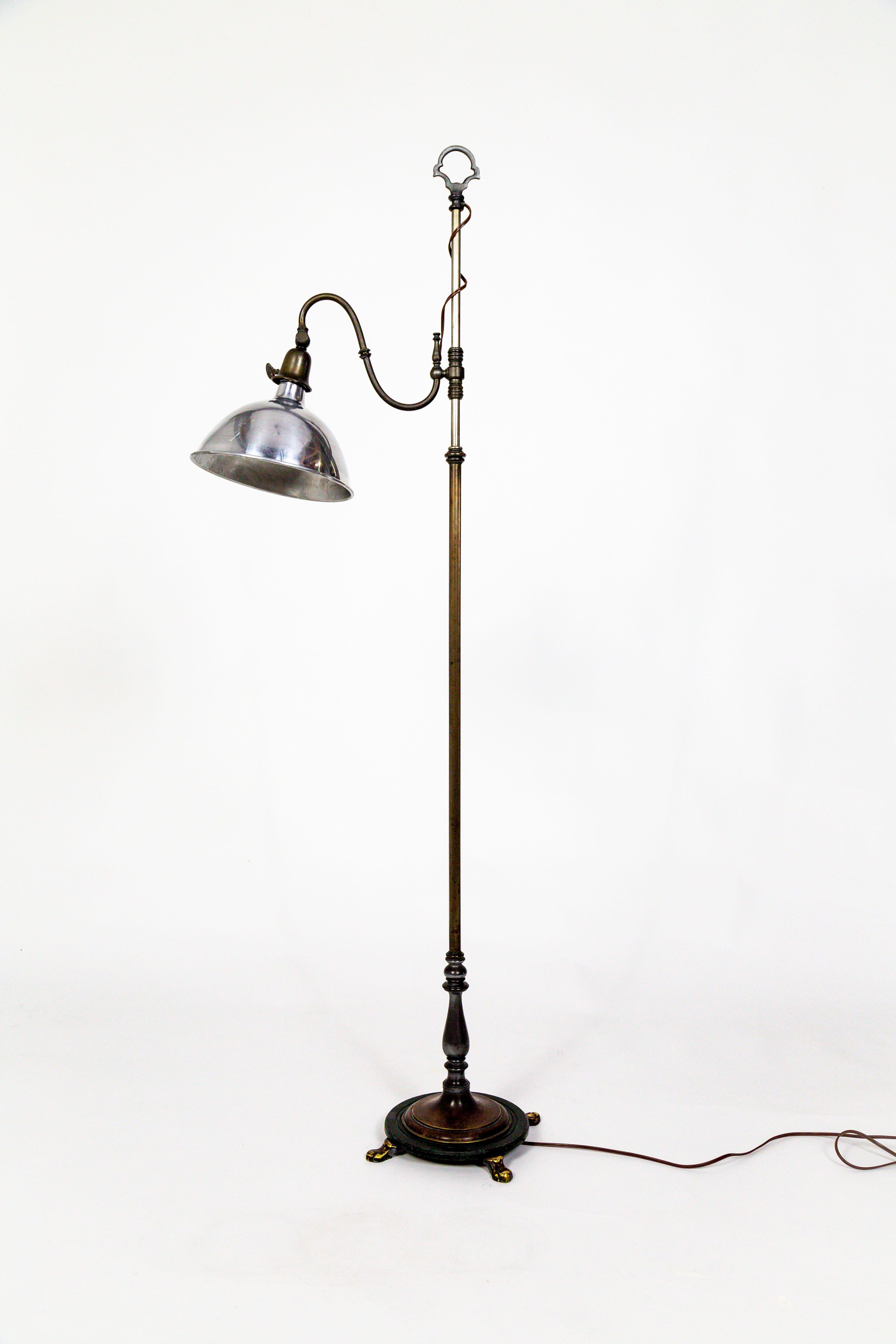 1930s Adjustable Paw Foot Floor Lamp With Green Accent Base intended for measurements 3840 X 5760