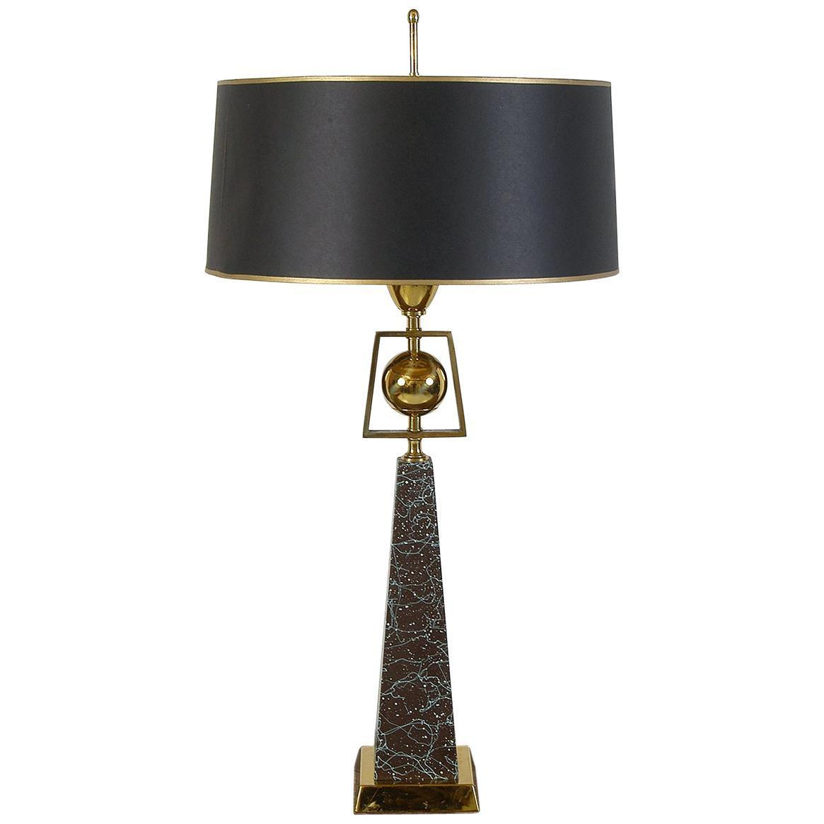 1950s American Mid Century Modern Brass Obelisk Table Lamp Rembrandt Lighting in sizing 1165 X 1165