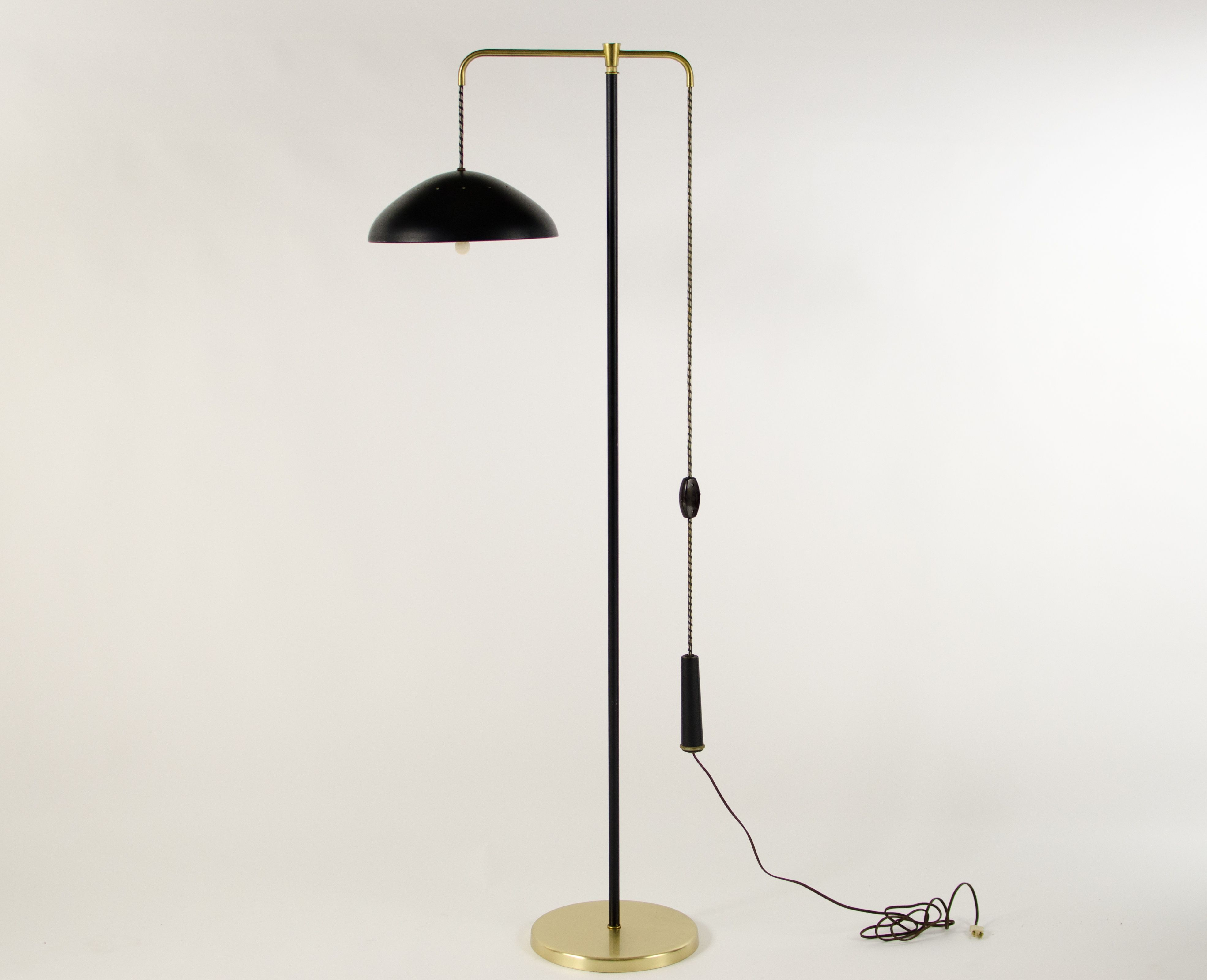 1950s Italian Counterweight Brass And Enamel Floor Lamp in sizing 3941 X 3200