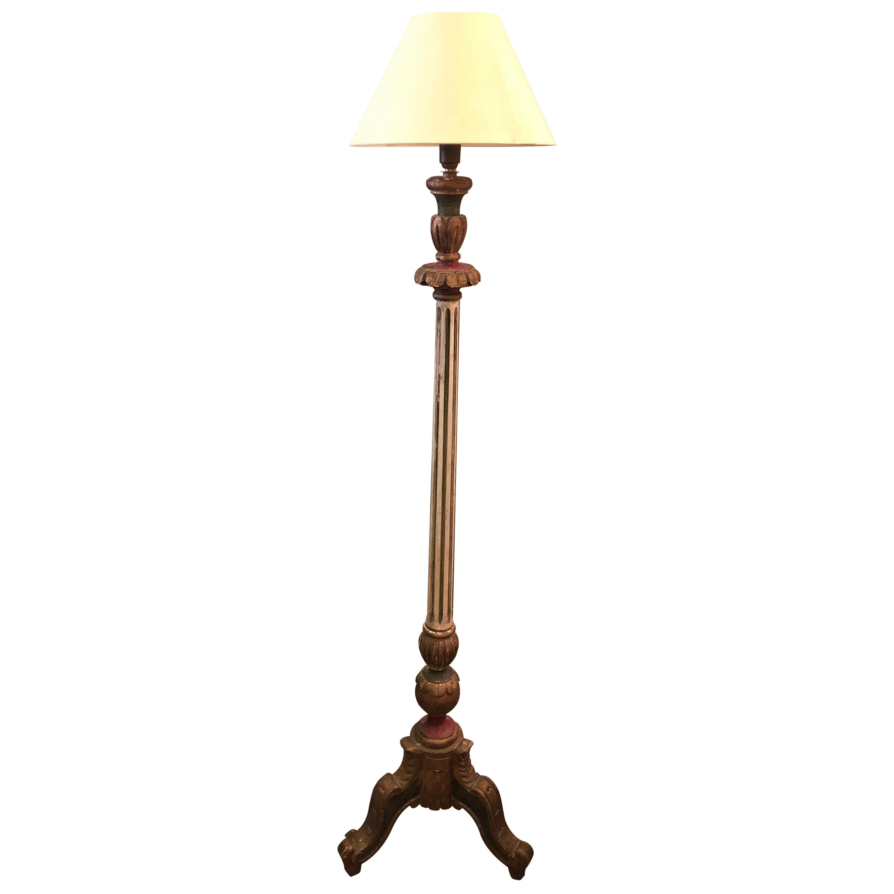 19th Century French Hand Painted And Carved Wood Floor Lamp inside proportions 3000 X 3000