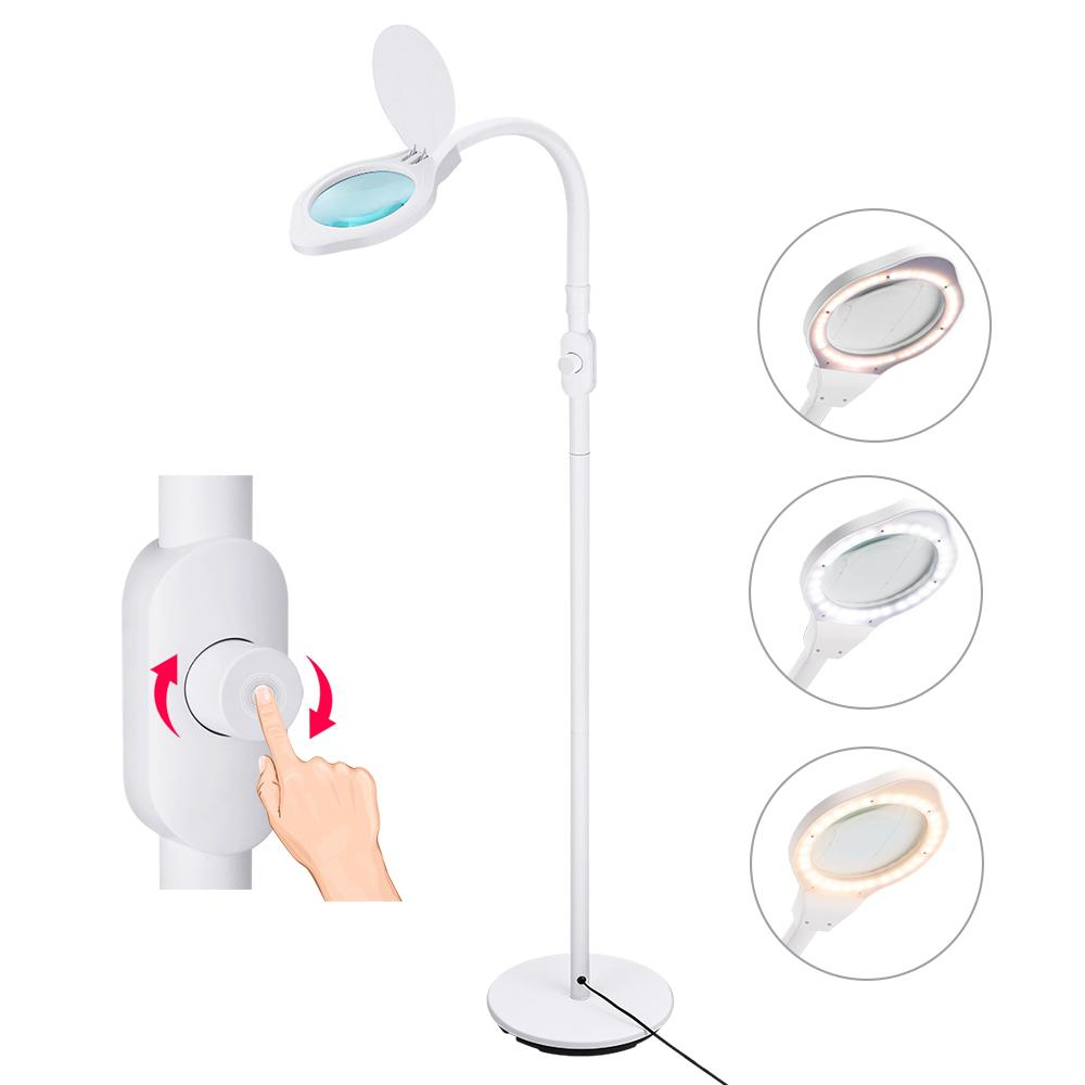 2 In 1 Led Magnifying Glass Floor Lamp With Bright Light Height Adjustable Gooseneck Magnifier Standing Floor Lamp For Reading Led Light Bulbs Led throughout measurements 1000 X 1000