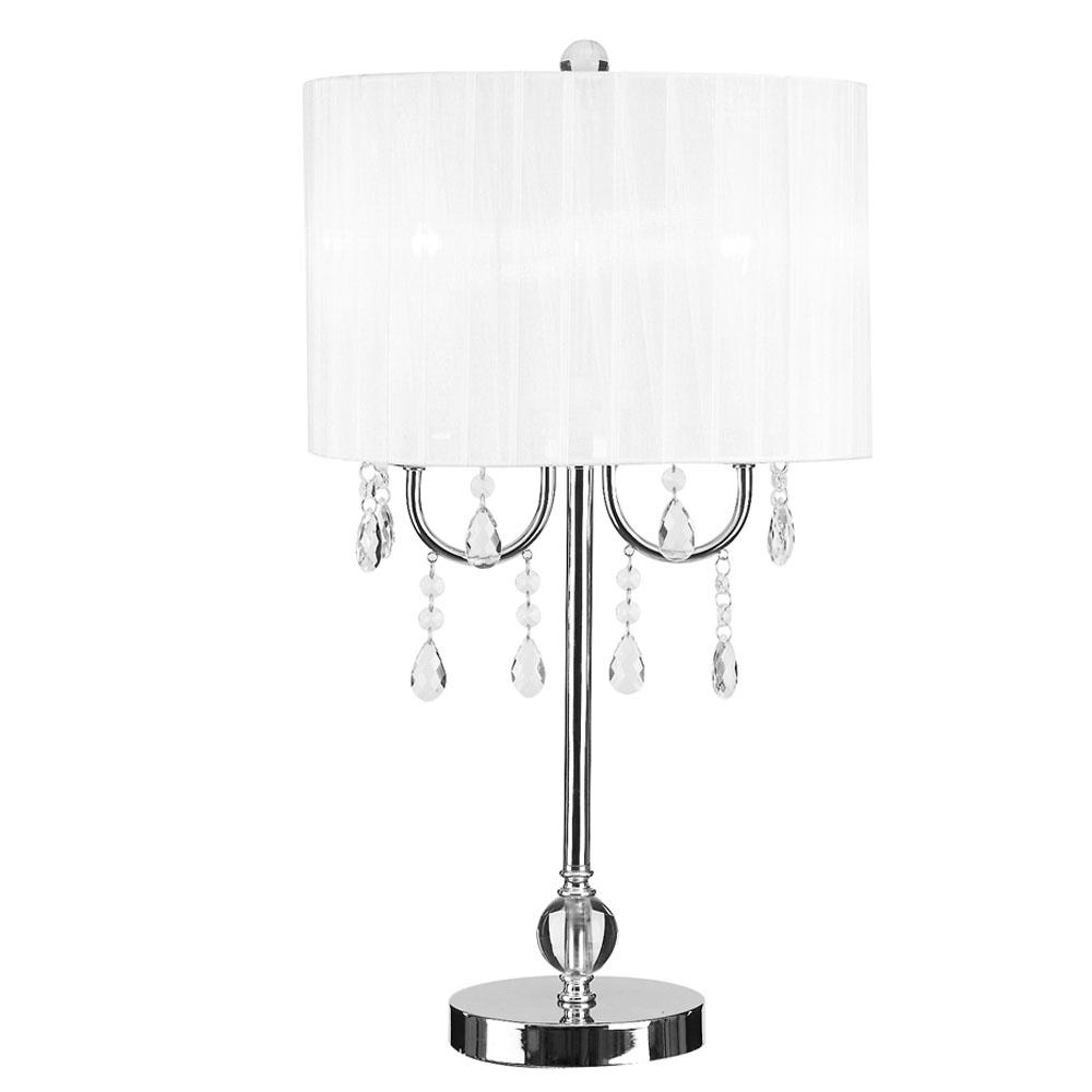 23 In Chrome Table Lamp With White Chandelier Style Shade inside measurements 1000 X 1000