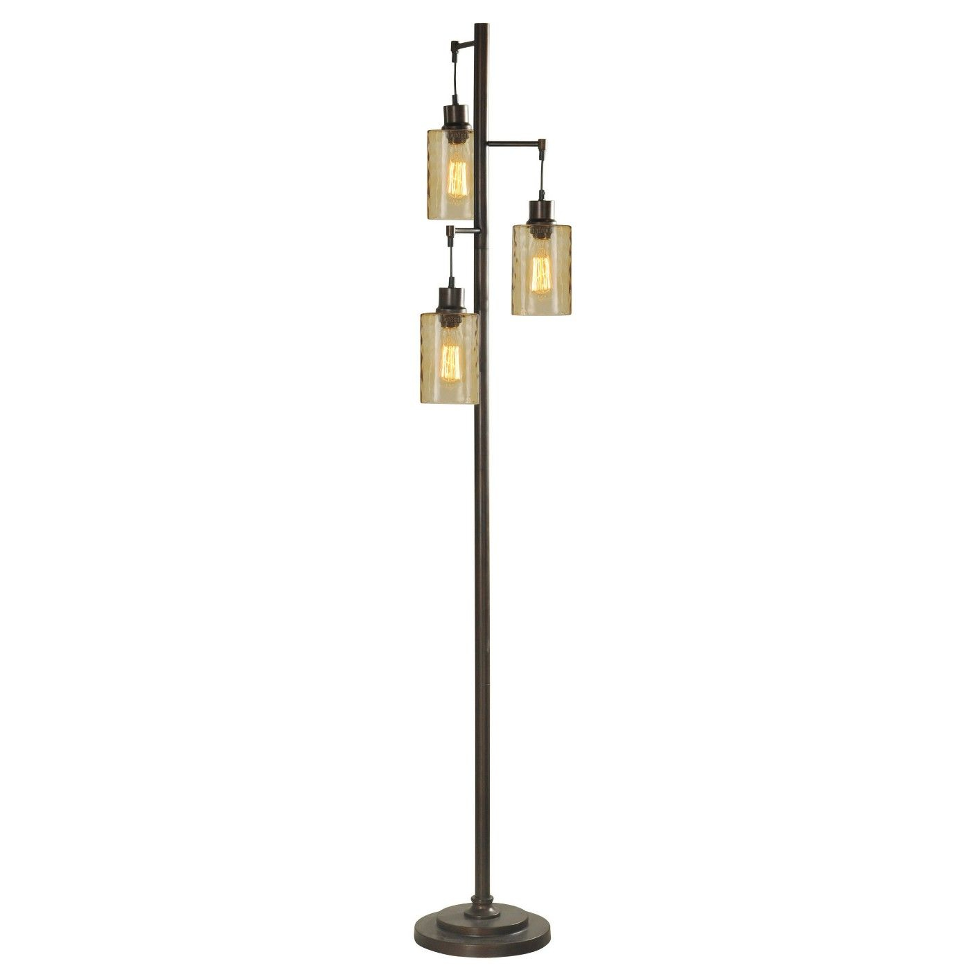3 Head Bronze Floor Lamp With Dimpled Glass Shades Includes intended for sizing 1400 X 1400