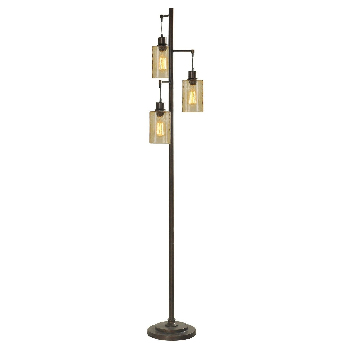 3 Head Bronze Floor Lamp With Dimpled Glass Shades Includes within size 1400 X 1400