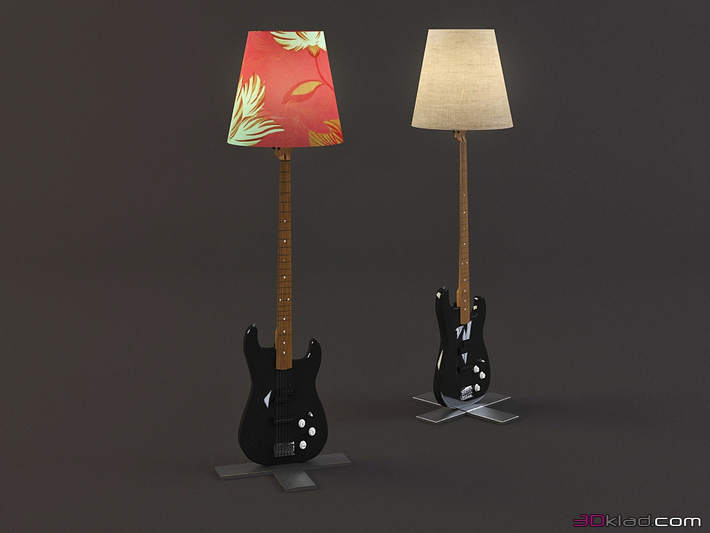 3d Model Floor Lamp In The Shape Of A Guitar Albertshtein pertaining to dimensions 1024 X 768