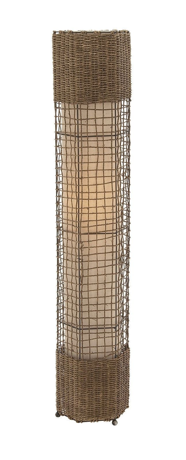 48 Tall Standing Metal Woven Rattan Column Floor Lamp throughout measurements 647 X 1600