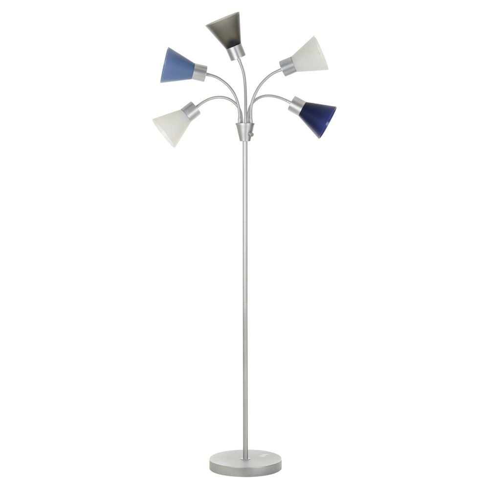 5 Head Floor Lamp Blue Shade With Silver Frame Room pertaining to dimensions 1000 X 1000