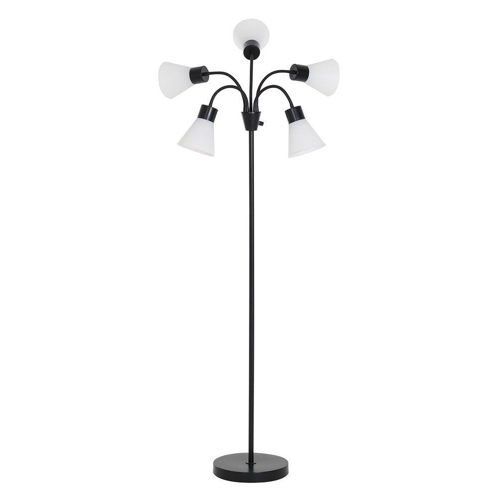 5 Head Floor Lamp White Shade With Black Frame Room in size 1000 X 1000