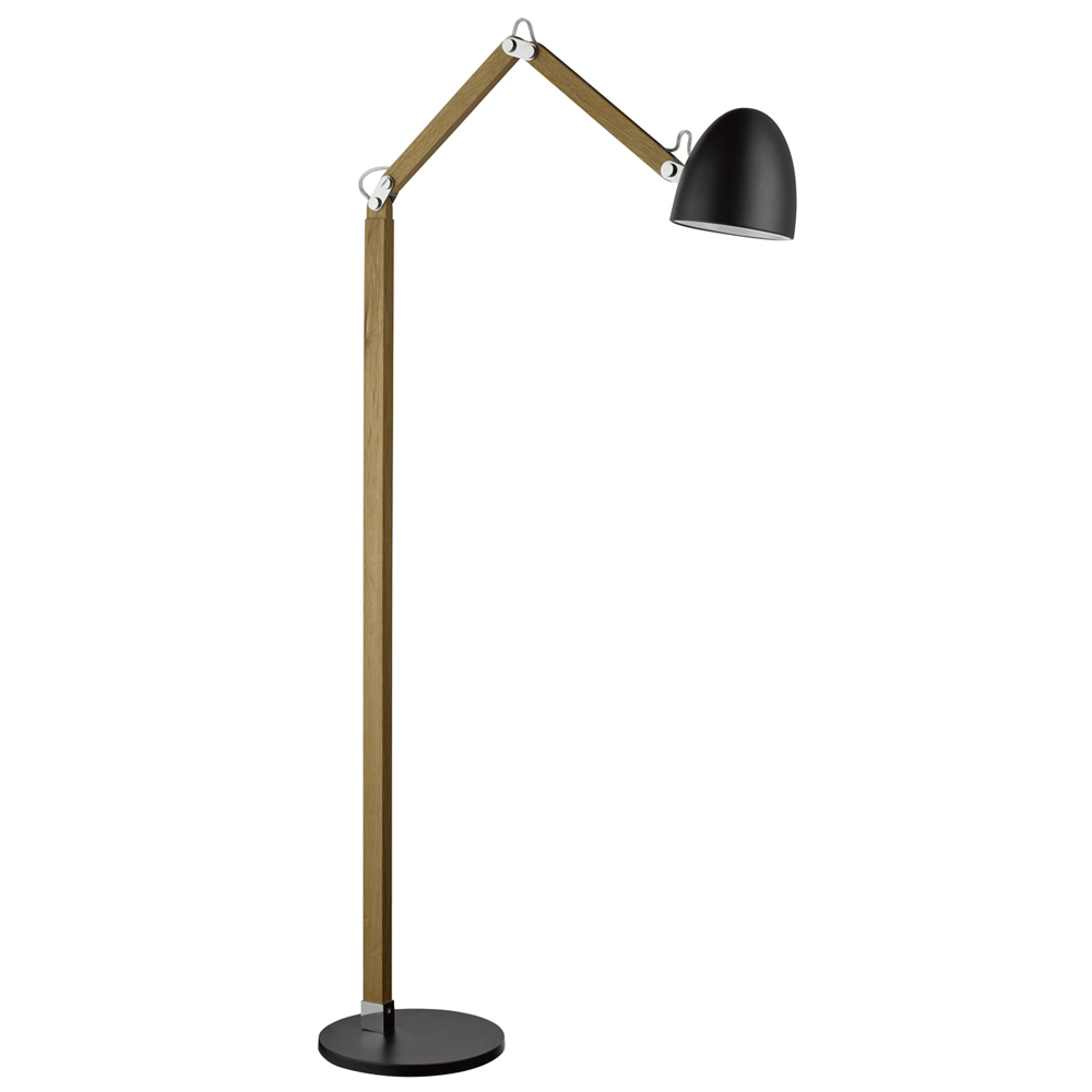 5081bk 1 Light Adjustable Floor Lamp Matt Blackwood inside size 1000 X 1000