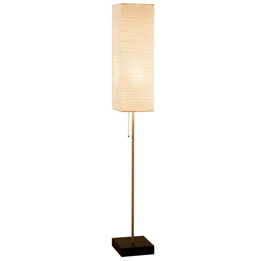 60 In Brushed Nickel Floor Lamp With Paper Shade And Decorative Faux Wood Base regarding size 1000 X 1000