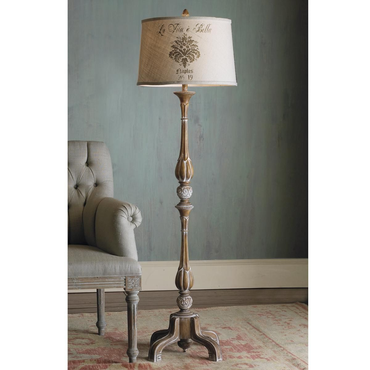 62 French Provincial Pickled Wood Floor Lamp With Stenciled in measurements 1200 X 1200