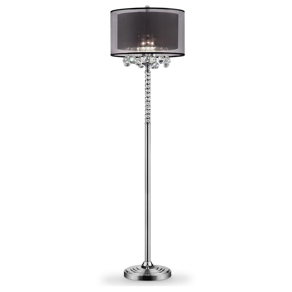625 In Effleurer Silver Crystal Floor Lamp With Black Shade for measurements 1000 X 1000