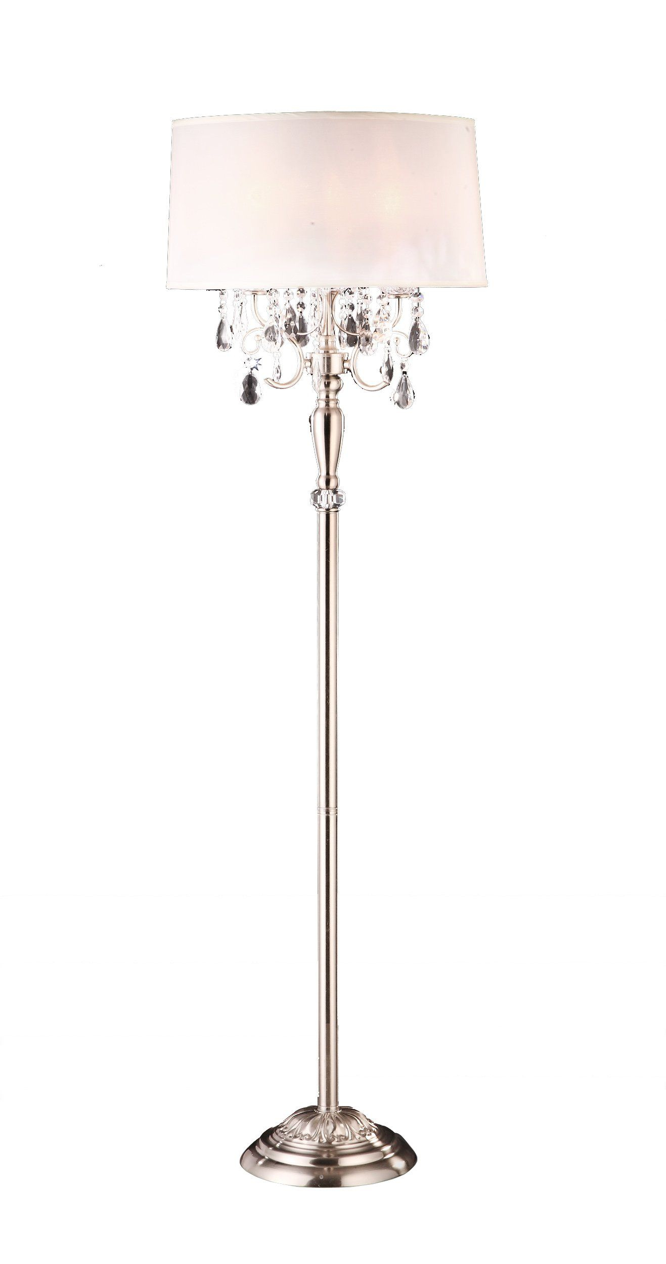 62h Crystal Chandelier Floor Lamp White Shade On A Brush for size 1317 X 2496