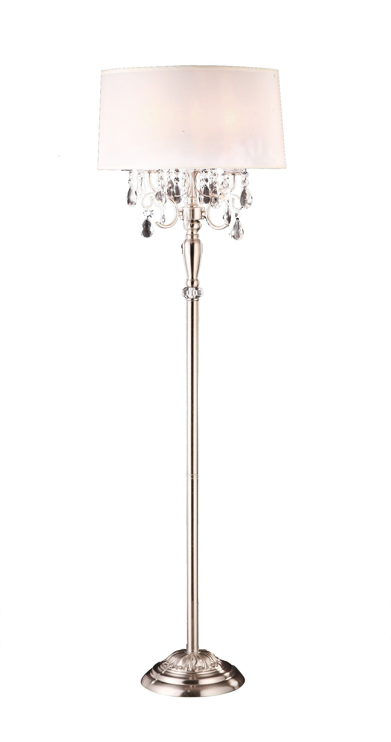 62h Crystal Chandelier Floor Lamp White Shade On A Brush in dimensions 1317 X 2496