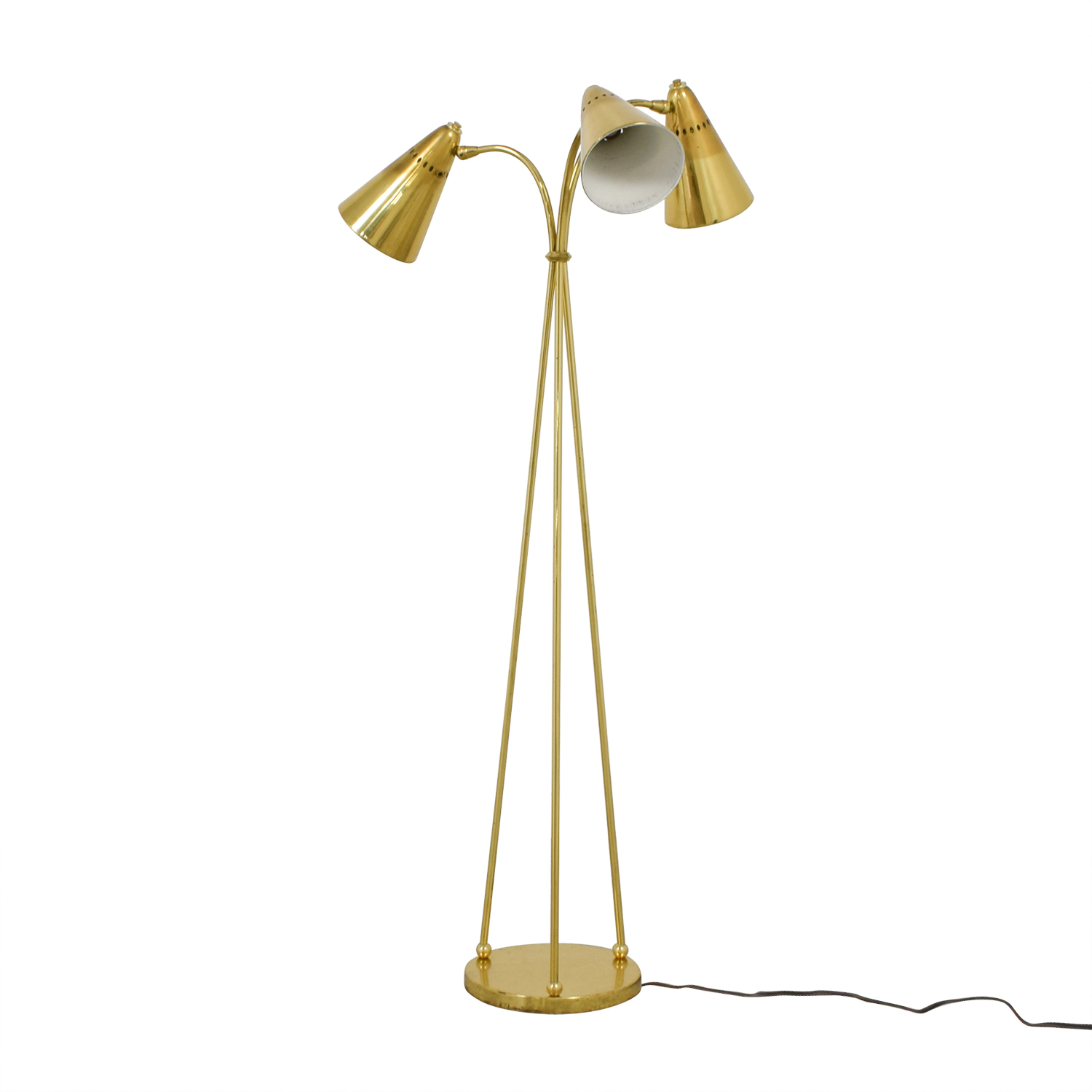 65 Off Vintage Gold Three Headed Floor Lamp Decor inside proportions 1500 X 1500