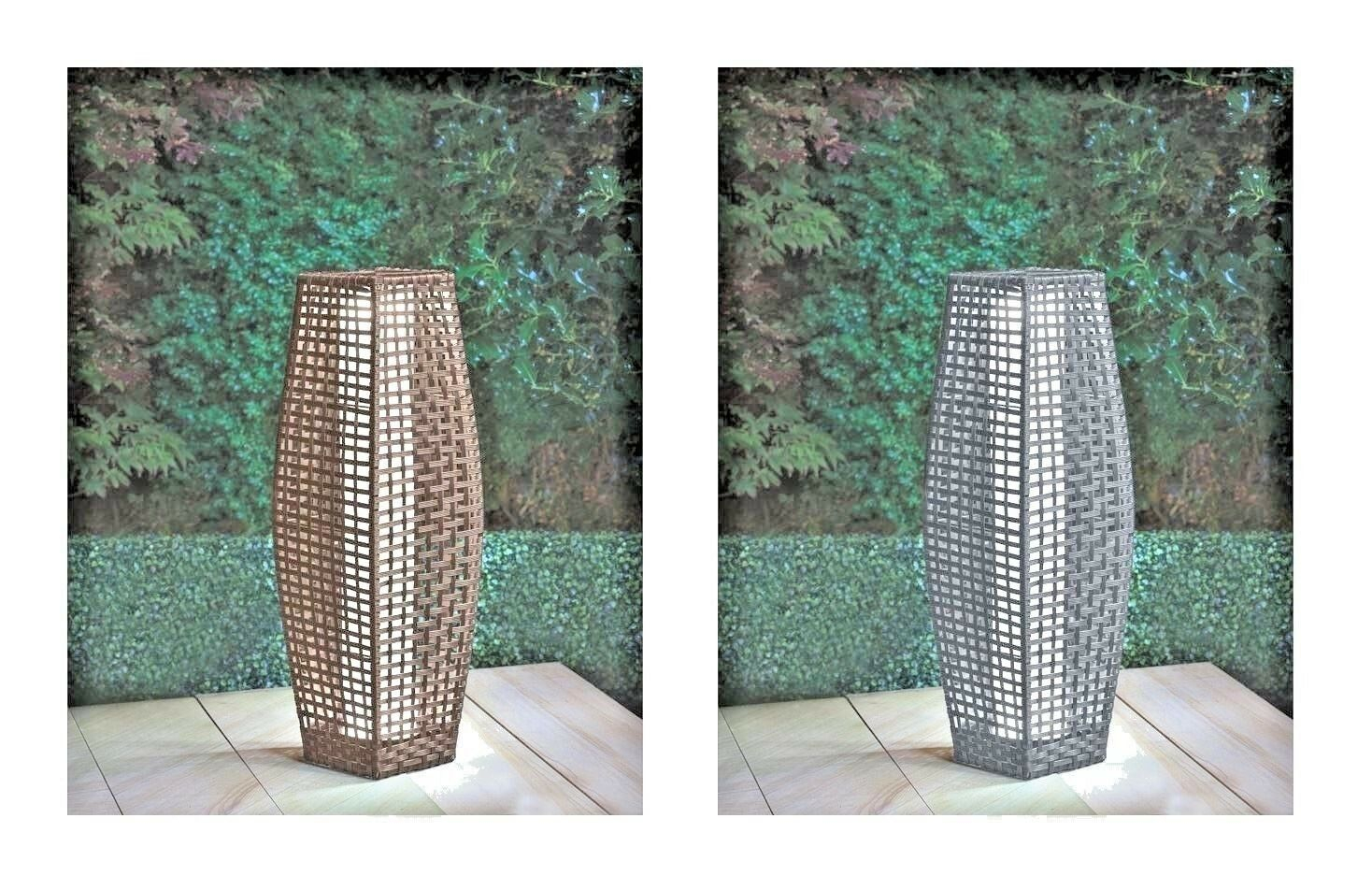 69cm Outdoor Floor Lamp Garden Rattan Effect Solar Powered Lights Brown Grey with dimensions 1468 X 952