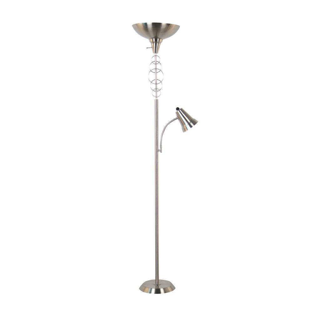 70 In Brushed Nickel Torchiere With Adjustable Gooseneck Reading Light in proportions 1000 X 1000