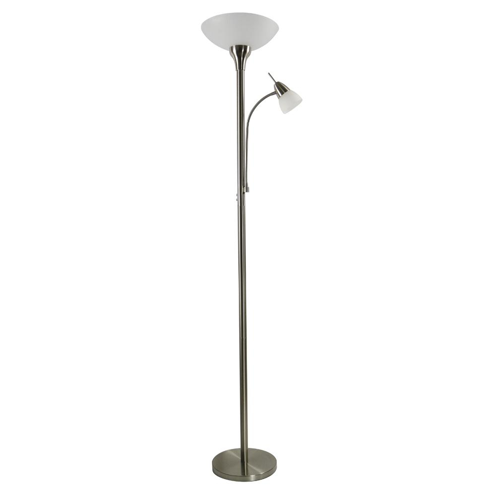 72 In Satin Nickel Led Floor Lamp With Adjustable Reading Light pertaining to proportions 1000 X 1000