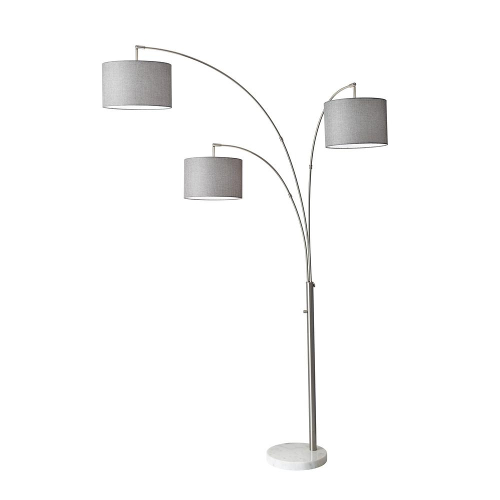 74 In Steel Bowery 3 Arm Arc Lamp intended for dimensions 1000 X 1000